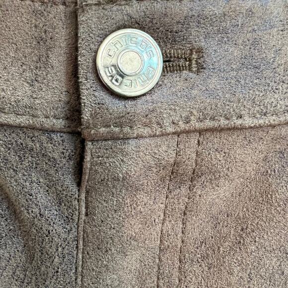 Chico’s Brown Vegan Sueded Leather Look Pants Size 00 (Size 2)  New Without Tags - Picture 5 of 13